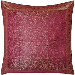 ShalinCraft Cushion Cover Home Decor Ideas India Xmas Gift Ideas Silk Fabric 24x24 inches (bcb054)