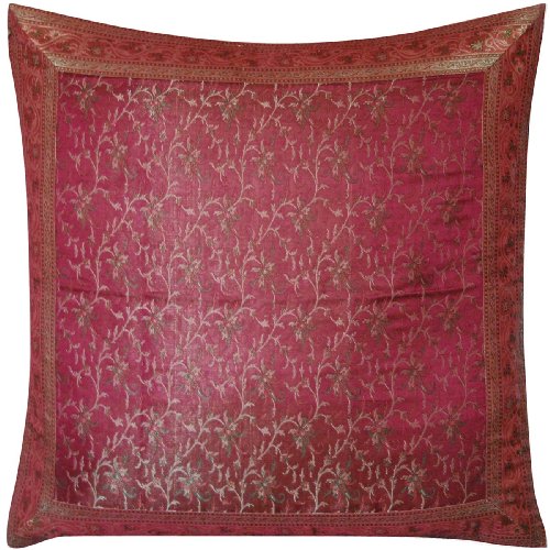 ShalinCraft Cushion Cover Home Decor Ideas India Xmas Gift Ideas Silk Fabric 24x24 inches (bcb054)