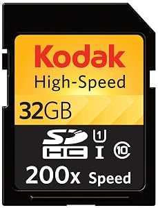 Kodak High Speed 32GB 200X SDHC UHS-1 Flash Memory Card KSD32GHBNL200