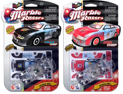 Marble Racers Krazy Kars Light Up Marble Racers Police Chief and Fire Chief Two Pack