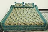 Indian Hand Block Printed Cotton Home Furnishing Bedspread with Pillow Cove ....