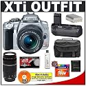 Canon Digital Rebel XTi 10.1MP Digital SLR Camera (Silver) + Canon EF-S 18-55mm Lens [Outfit] + Canon EF 75-300mm III Lens + BG-E3 Grip + 16GB Card + NB-2LH Battery + Accessory Kit