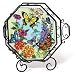 Amia 5708 Octagon Tray with Butterfly Design, 15-1/2-Inch W by 3-Inch D by 15-Inch H, Wrought Iron Frame, Includes Stand