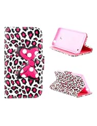 Wireless: Nokia Lumia N630/635 Case, Cute Bow Tie Card Slot Holder Phone Case With Stand --Retail Package W Screen Protector--Pink Leopard