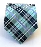 100% Silk Woven Teal Plaid Tie