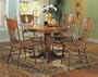5PCS Country Solid Oak Nostalgia Round Dining Table & 4 Chairs Set
