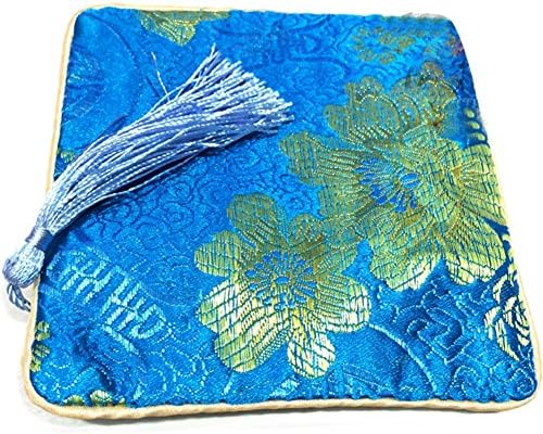 Elleables® Tasseled Coin Pouch Silk Brocade (Blue)
