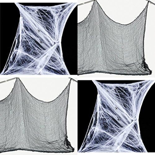 2 Black Creepy Clothes and 4 Spider Webs Halloween Party Decorations