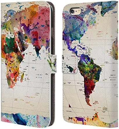 Official Mark Ashkenazi Map Of The World Pop Culture Leather Book Wallet Case Cover For Apple iPhone 6 Plus / 6s Plus