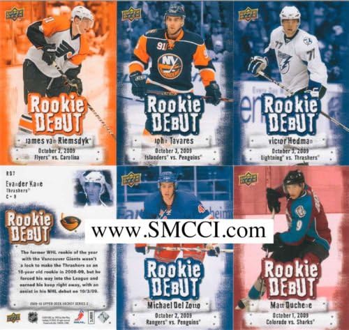 2009 / 2010 Upper Deck "Rookie Debut" Complete Mint 9 Card Insert Set Which Includes John Tavares, Michael Del Zotto, Victor Hedman, Matt Duchene, Evander Kane, Jonas Gustavsson and Others!