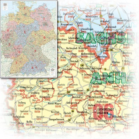 Bacher Postleitzahlen-Karte Deutschland, Posterkarte