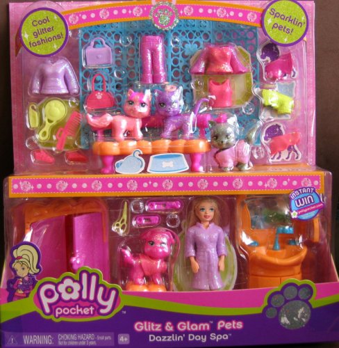 Childrens Toyshop  Toys : Polly Pocket Glitz & Glam Pets Dazzlin' Day Spa