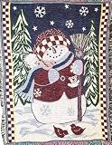 Smiling Winter Snowman Christmas Afghan Throw Blanket