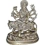 Antique Figurine Metal Sculpture of Goddess Durga Made in Brass 19.05 x 11.43 x 24.13 Cms