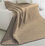 Bocasa by biederlackborbo 65441 Wohn- und Schlafdecke Exquisite Cotton Trend Tweed camel ca. 150 x 200 cm