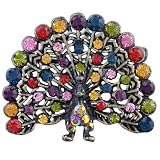 Pugster Swarovski Crystal Peacock Spreads Tail Brooches And Pins For Women
