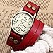 Ailisha Vintage Lady Women Korea Style Red Wrap Leather Strap Bracelet Bangle Watch WAA388