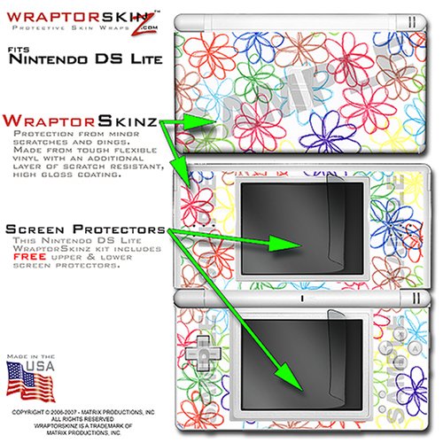 Nintendo DS Lite Kearas Flowers on White WraptorSkinz Skin Kit by TuneTattooz TM