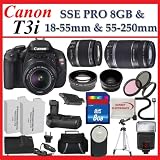 Canon EOS Rebel T3i Featuring Canon 18-55 Lens with Canon 55-250 Lens + SSE PRO Shooter 8GB & Lens Deluxe Accessory Package (Everything You Need)
