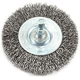 Forney 72735 Wire Wheel Brush, Coarse Crimped with 1/4-Inch Hex Shank, 3-Inch-by-.012-Inch