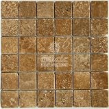 2 X 2 Noce Tumbled Travertine Mosaic Tile