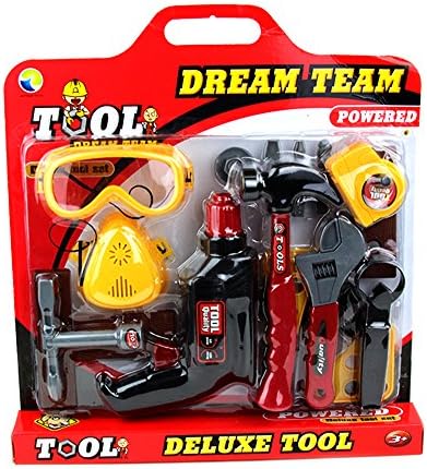 World King Toys Dream Team Tool Set Real Looking Pretend Play Construction Battery Operated Power Drill