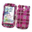 Samsung Epic 4G (Sprint) Snap-on Protector Hard Case Rhinestone Cover "Pink Plaid" Design