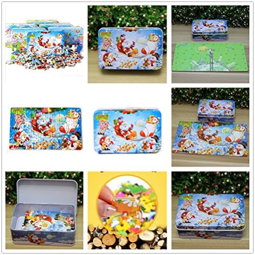 TINNZTES 60Pcs Santa Claus Lovely Jigsaw Puzzles in Box Early Educational Learning Toy Christmas Xmas New Year Gift for Children Boy Girls