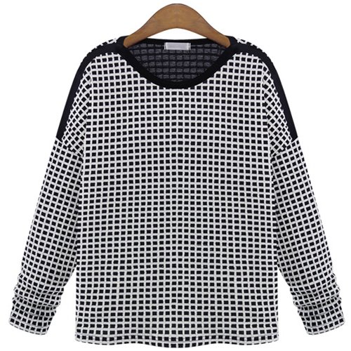 (イイネショップ) eeNeshop チェック 柄 モノトーン カットソー