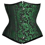 Underbust corset in green floral brocade (F-002)