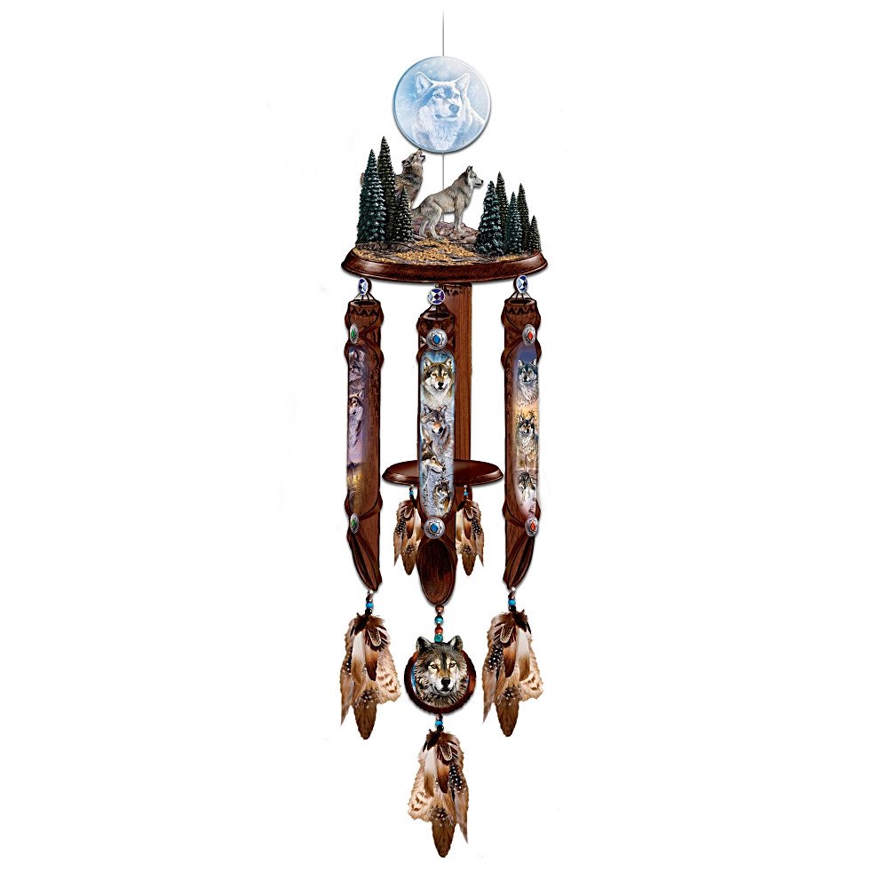 Native American-Style Hanging Sculpture With Wind Chimes 