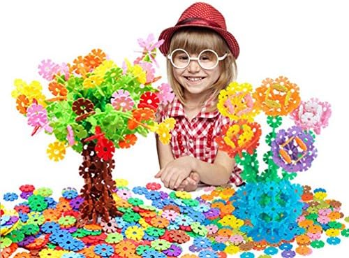 Zada 300 PCS Bottled Interlocking Toys Snowflakes Connector Stacking Building Puzzle Blocks Play Set, for 3 Years Old Baby Toddlers Kids,preschool Educational Learning Engineering Game