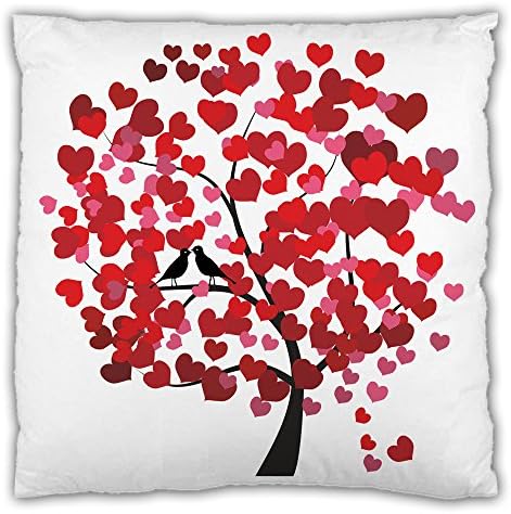 Love Heart Leaf Tree Red Printed Throw Pillowcases Cushion Cover 18*18 Inch (One side)