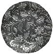 Bottom Painted Glass Floral Design Black and Silver Platter 12.5" D