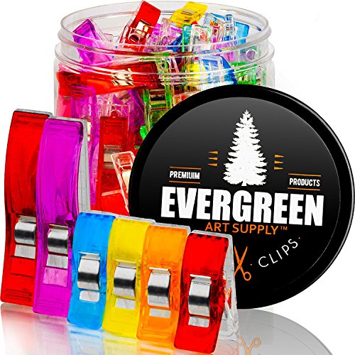 Evergreen Art Supply, Wonder Clips, Super 100-Pack - 75+25 Bonus Jumbo Clips - Vibrant Colors, All Purpose Craft Clips - Perfect as Sewing Clips, Quilting Clips & More