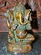Lord Ganesha Sitting Ganesha in Brass From India Statue 8"