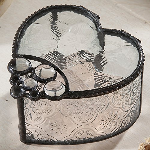 J Devlin Glass Jewelry Box - Heart Shape & Glass Stones By J Devlin