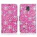 Samsung Galaxy Note 4 Case-Cellularvilla Pu Leather Wallet Card Flip Open Pocket Case Cover Pouch For Samsung Galaxy Note 4 SM-N910S / Note 4 SM-N910C (Pink Glitter)