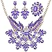 Zhenhui 3 Pieces Luxury Jewelry Sets Fashion Gold Tone Angel Wing Water Drop Shape Crystal Statement Necklace Drop Dangle Earrings Ring Set for Women