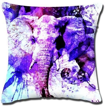Ackershop White Black Indian Elephant pattern pillowcase 18 X 18 inch Zippered Throw pillow cover one-side printing satin fabric (custom Personalized pillowcase)