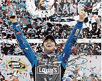 'AUTOGRAPHED 2013 Jimmie Johnson #48 Lowe''s Racing Team GATORADE VICTORY LANE (Confetti Celebration) Signed 8X10 NASCAR Glossy Photo w/ COA'