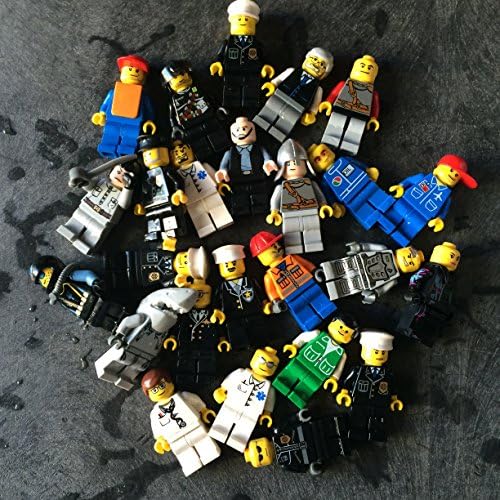 1 lb Random Legos Pieces & Parts + 3 Random Minifigures + 1x 12"x12" White Baseplate