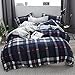 CLOTHKNOW Navy Plaid Bedding Duvet Cover Sets Full Queen Blue Plaid Men Bedding Set Boys 100 Cotton 3 Pieces with Zipper Closure 2 Envelope Pillowcases