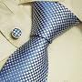 White Dots Men Wearing Ties Gift Ideas for Men Accessories Blue Silk Necktie Cuff Links Set 5167
