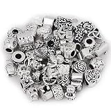 Ten (10) Pack of Assorted Mix Of Antique Silver Charm Spacer Beads. Fits Pandora, Biagi, Troll, Chamila and Many More European Style Bracelets.