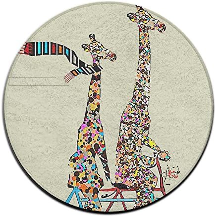 ASCHO2 Giraffes Days Lets Tandem Indoor Outdoor Round Carpet Area Rug - 2 Feet