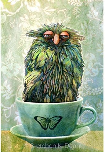 Monster Art Cute Little Monster Fine Art Giclee Print (Sleepy Monster in a Teacup) Cute Monster Little Monster