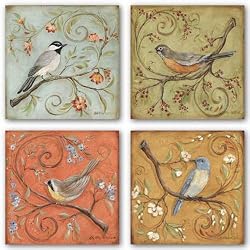 Bird Set (Four Prints) by Kate McRostie 12"x12" Art Print Poster