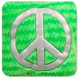 14 Hey Girl Wavy Peace Sign Decorative Accent Pillow - Green and Silver by Peek-A-Boo Toys