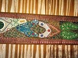 Spectacular Zardozi India Sari Tapestry Wall Hanging Green Table Runner